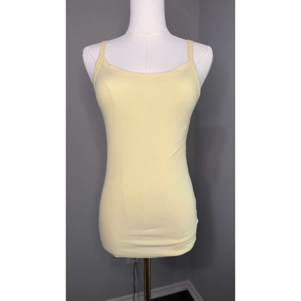No Boundaries Womens Ribbed Cami Tank Top Pastel Yellow XS 0-2 Scoop Neck